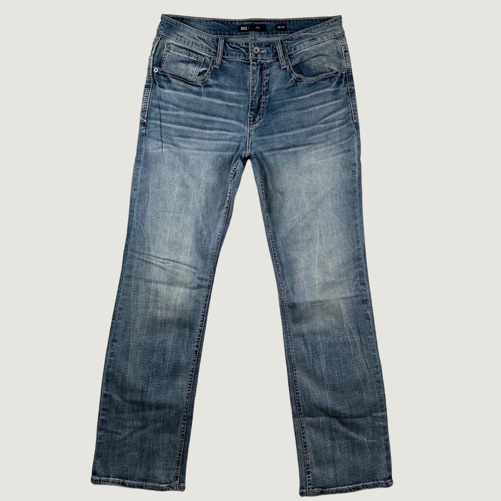 BKE Jake Straight Leg Jeans Mens Stretch Denim 36x34 Blue Medium Wash Stretch